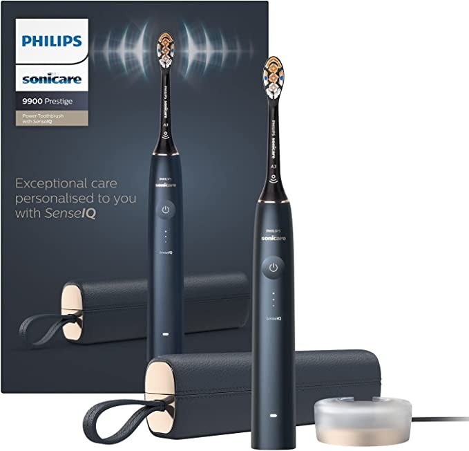 Philips Sonicare 9900 Prestige Electric Toothbrush HX9992/12 with SenseIQ, Integrated Brush Head, Color: Midnight Blue