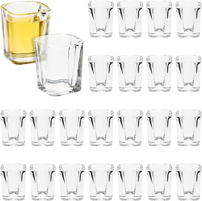 24-Piece Clear Square Wine Glasses, Bulk Set for Tequila, Whiskey, Vodka, Liqueur (2 oz)