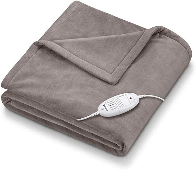 Beurer HD75UK Electric blanket-Gray | breathable heating sofa and bed | Super scratch fiber | 6 temperature settings | automatic power off | Machine washable | 180 x 130cm